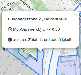 Popup bei den Fußgängerzonen